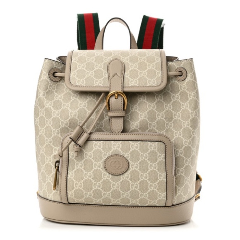 GG Supreme Monogram Azalea Interlocking G Buckle Backpack Beige Mystic White